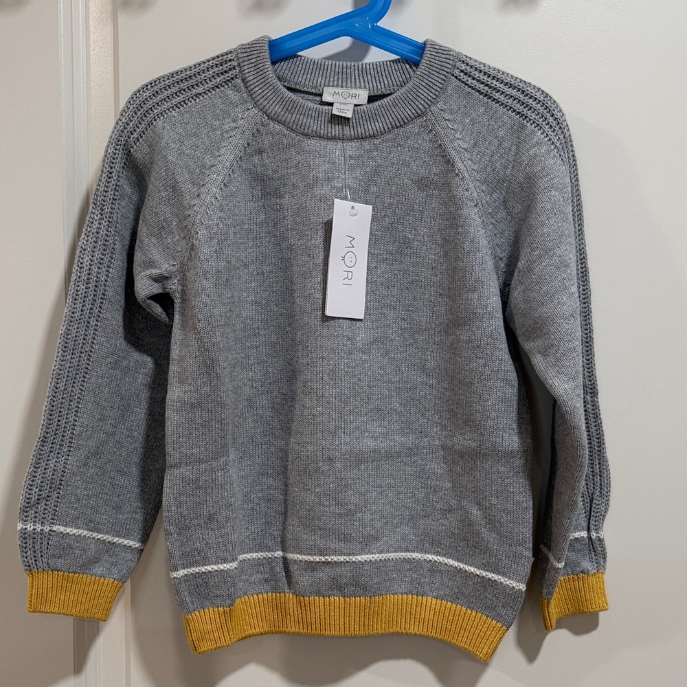 MORI Kids Gray and Yellow Sweater